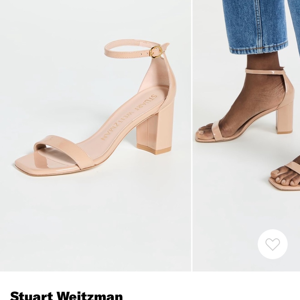 Stuart Weitzman Nudistcurve 75 Block Sandals - Nude Tan color, Size 8.5